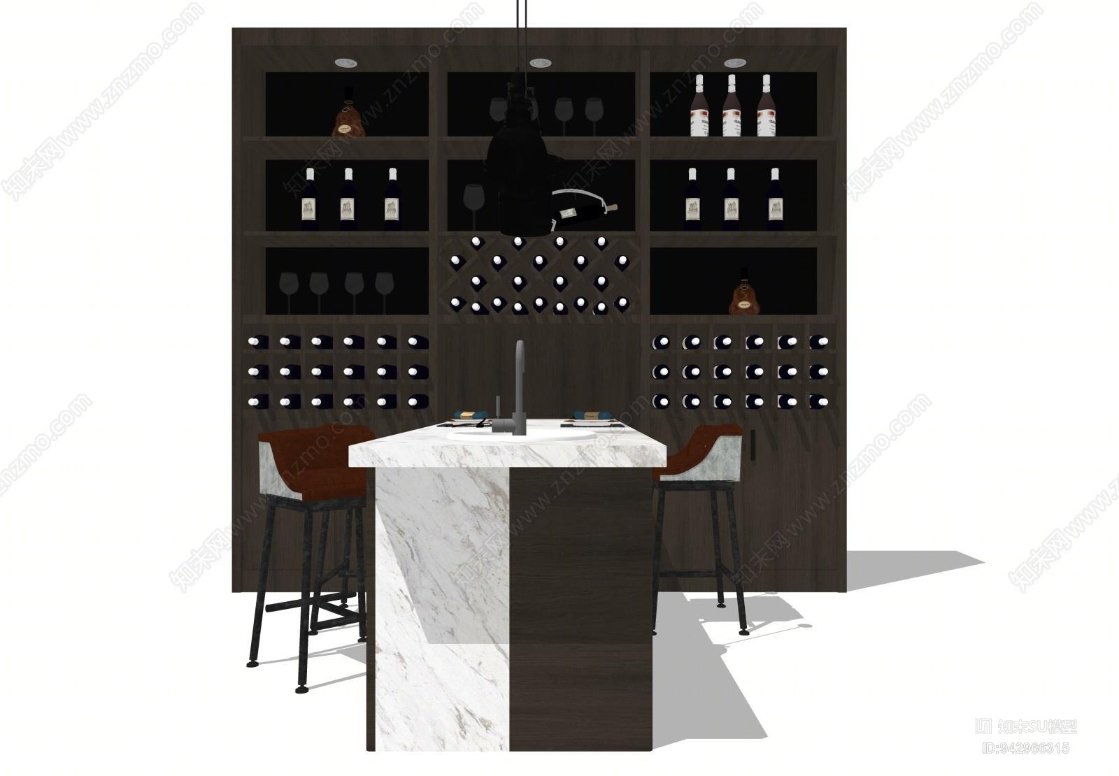 现代酒柜SU模型下载【ID:942966315】