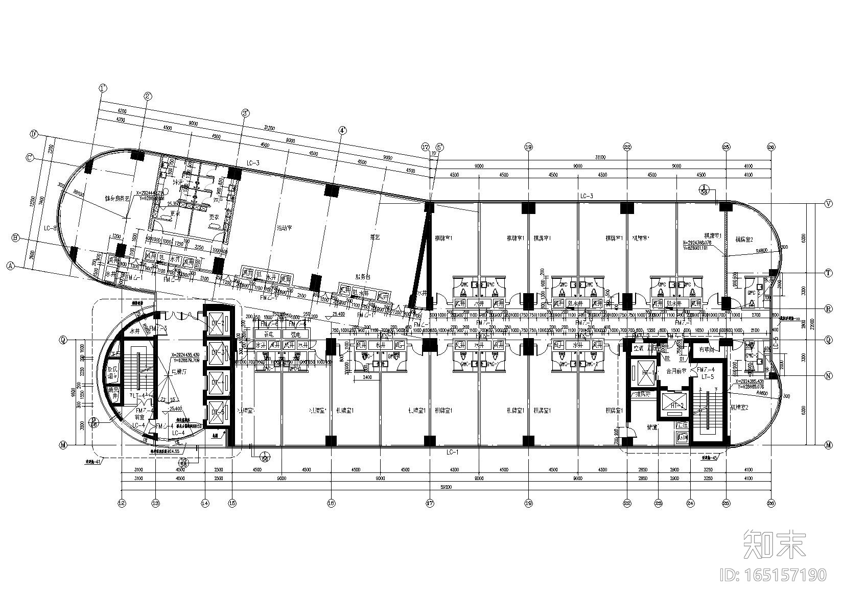 会泽县超高层框剪结构五星级酒店建筑施工图cad施工图下载【ID:165157190】