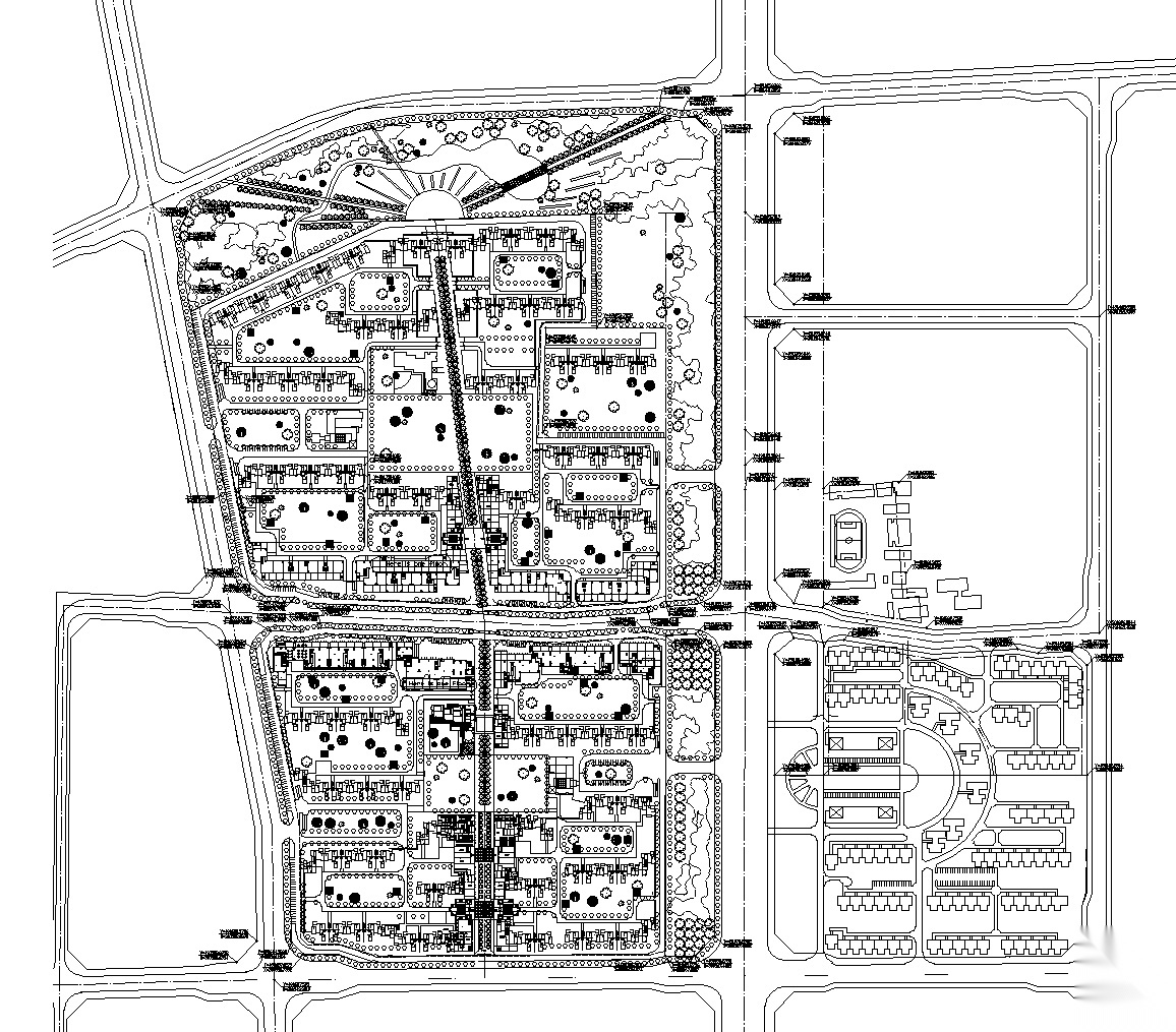 [北京]新北京故事居住区景观CAD施工图（含手绘方案及室...cad施工图下载【ID:161078145】