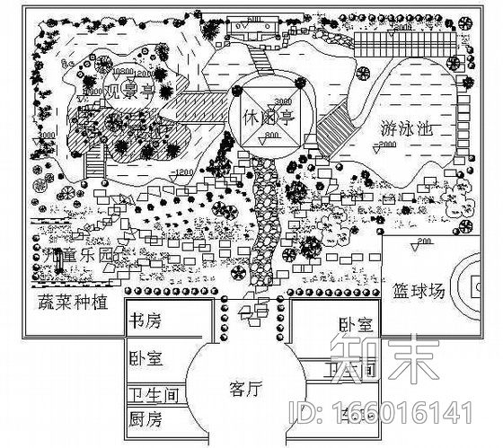 某古典庭院园林设计平面图cad施工图下载【ID:166016141】