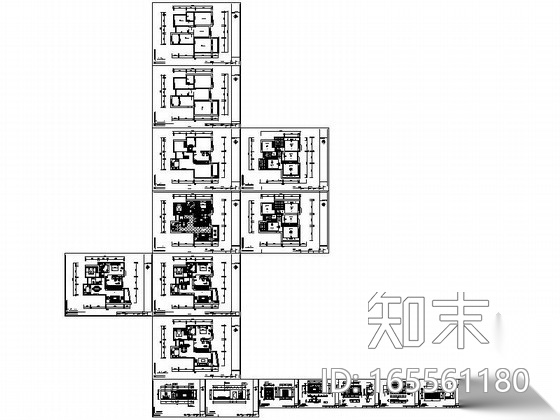 [长沙]某精品公寓三室两厅室内装修图cad施工图下载【ID:165561180】