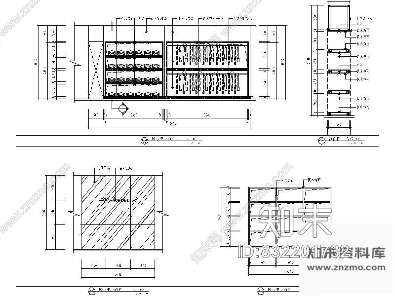 图块/节点专卖店展示柜立面图施工图下载【ID:832201732】