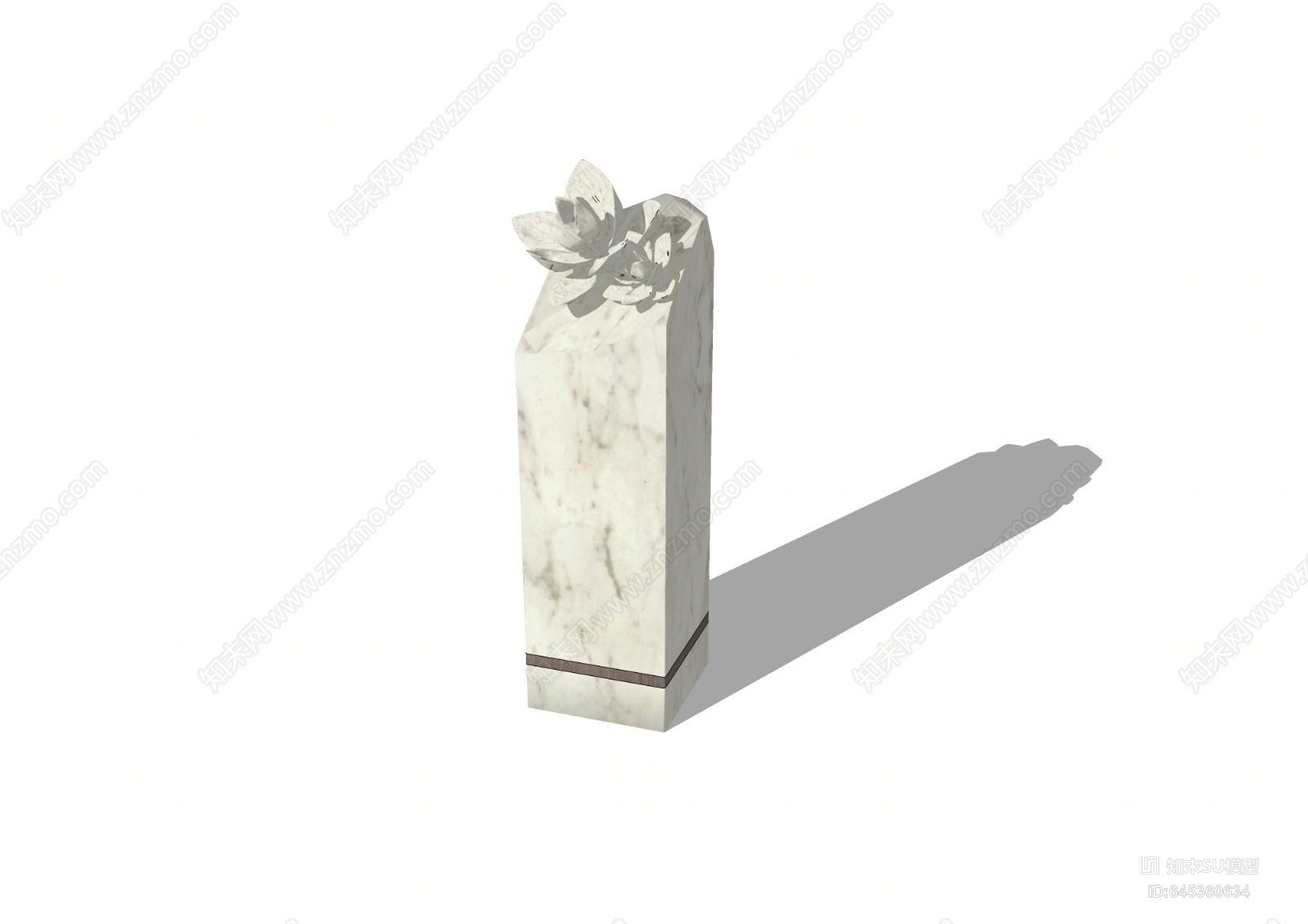 中式莲花印章景观雕塑小品SU模型下载【ID:645360634】