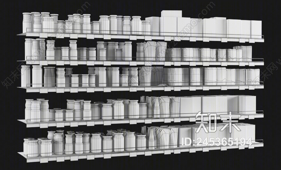 现代超市食品货架3D模型下载【ID:245365194】