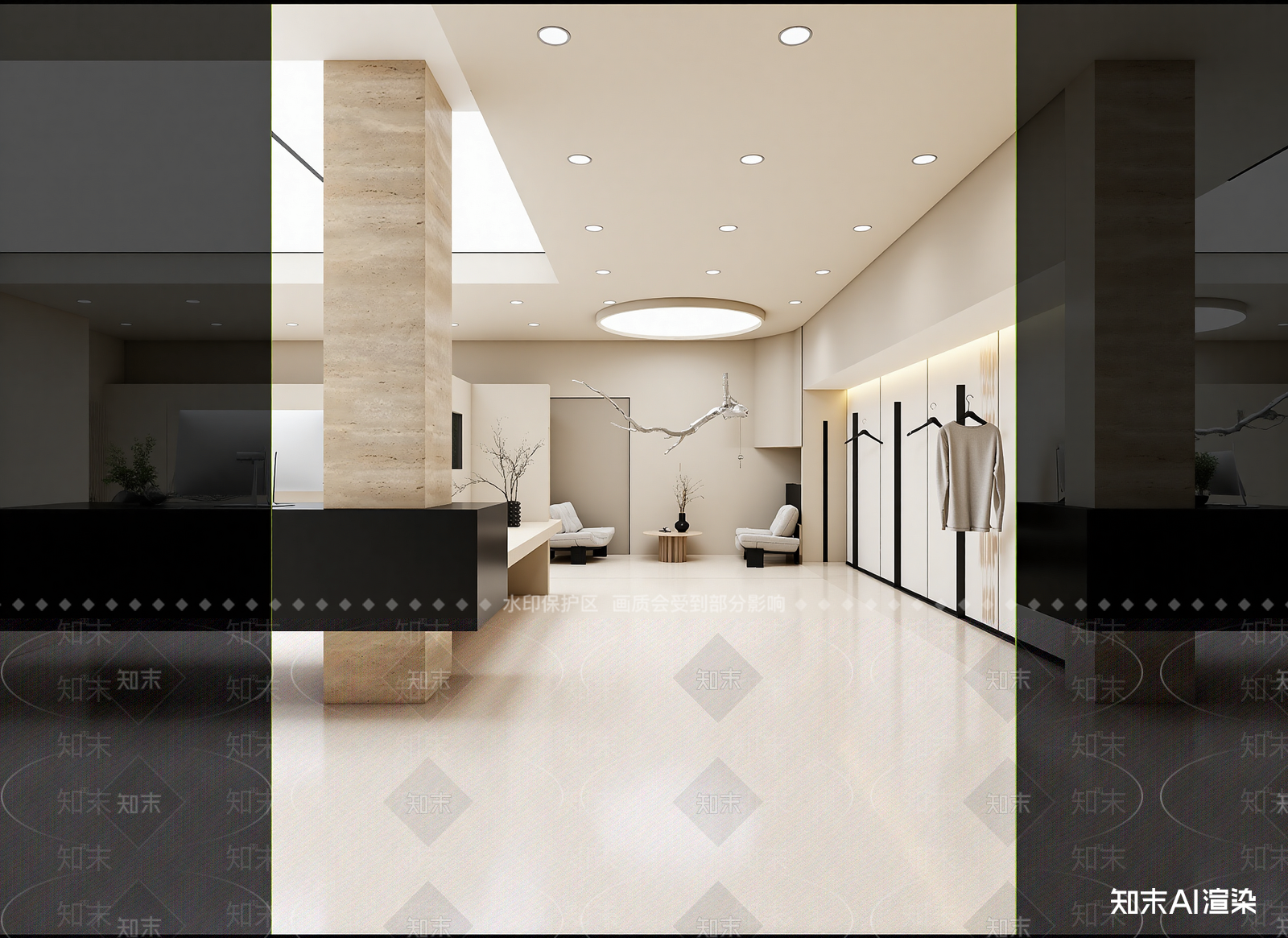 简约服装展厅3D模型渲染效果图