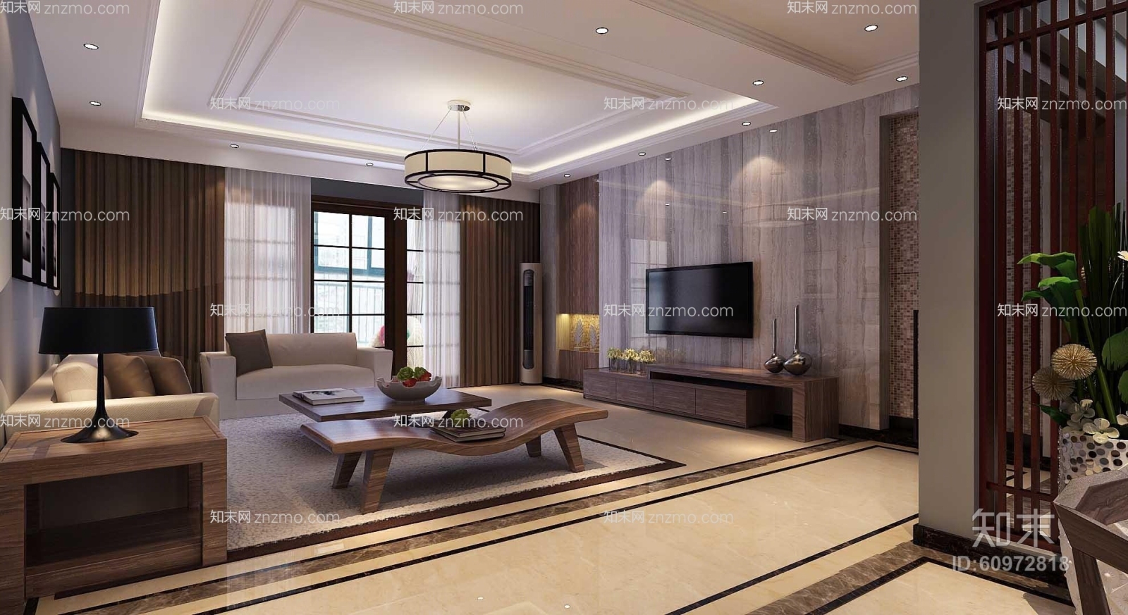 新中式黑色金属台灯3D模型下载【ID:60972818】