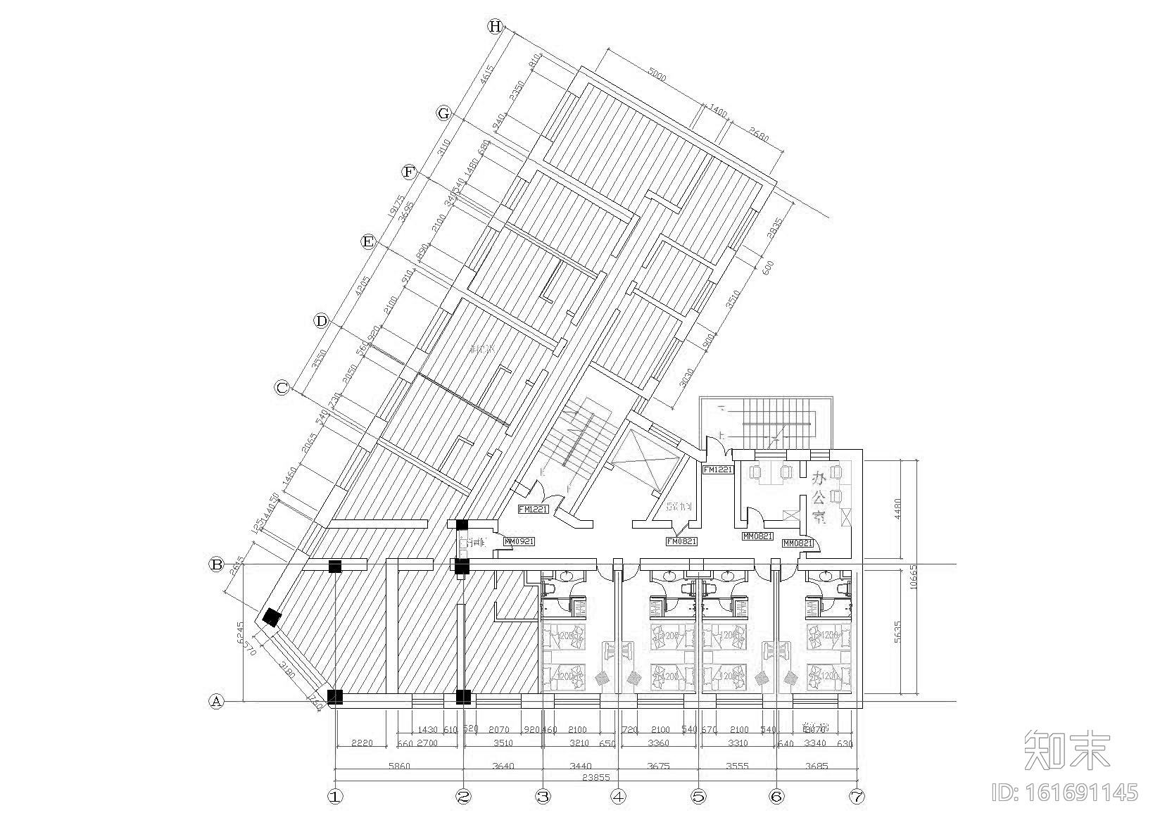 [黑龙江]汉庭快捷酒店哈尔滨远东宾馆施工图cad施工图下载【ID:161691145】
