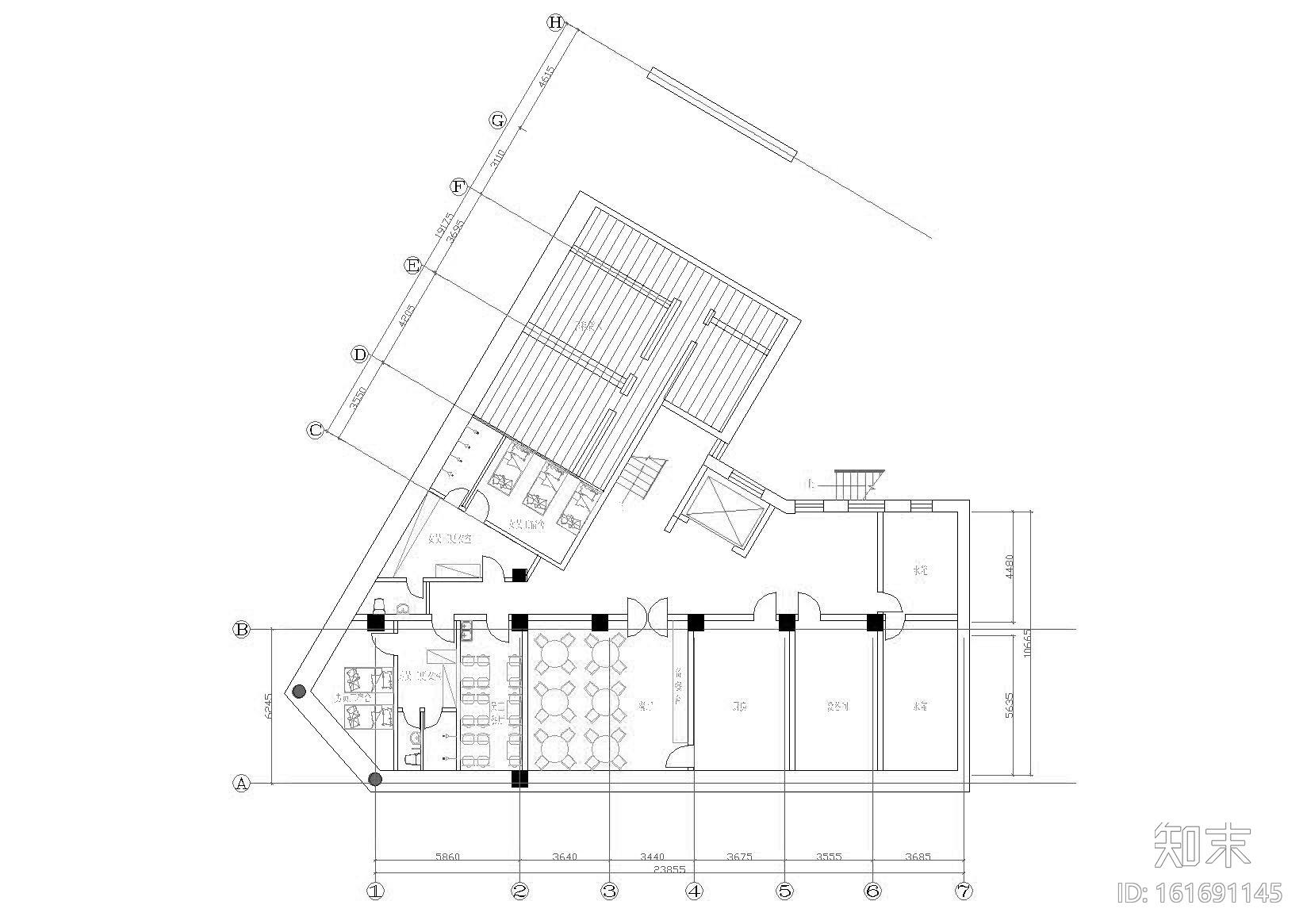 [黑龙江]汉庭快捷酒店哈尔滨远东宾馆施工图cad施工图下载【ID:161691145】