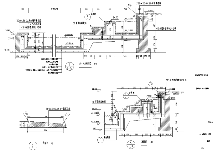 跌水景墙施工图cad施工图下载【ID:161799126】