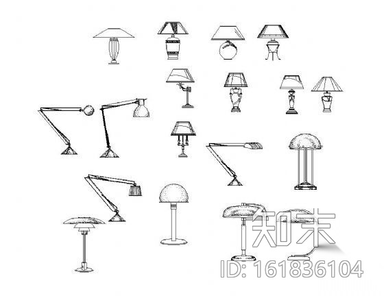 各式台灯图块集cad施工图下载【ID:161836104】