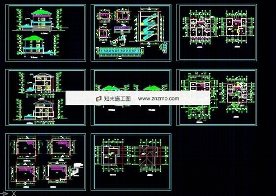 多层别墅户型建施-5cad施工图下载【ID:56951156】