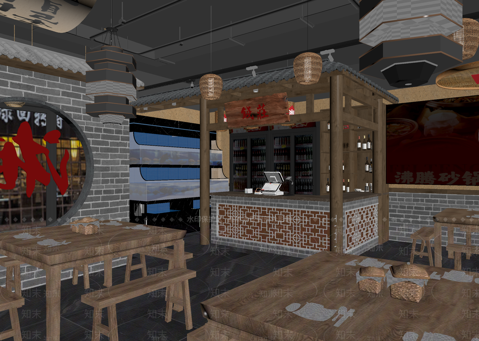 新中式火锅店3D模型下载【ID:1214812914】