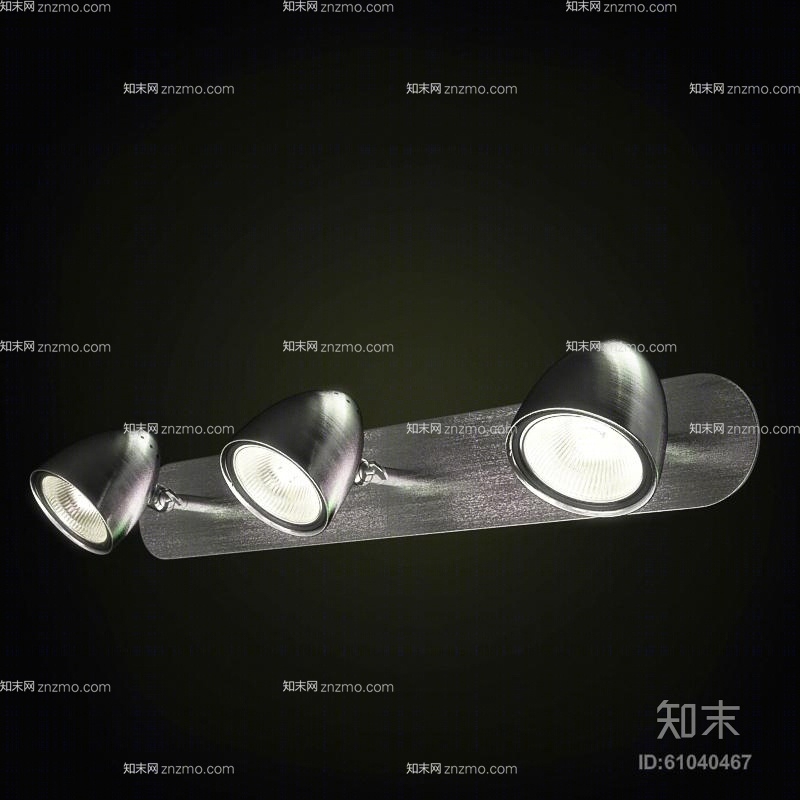 现代银色铁艺筒灯射灯3D模型下载【ID:61040467】