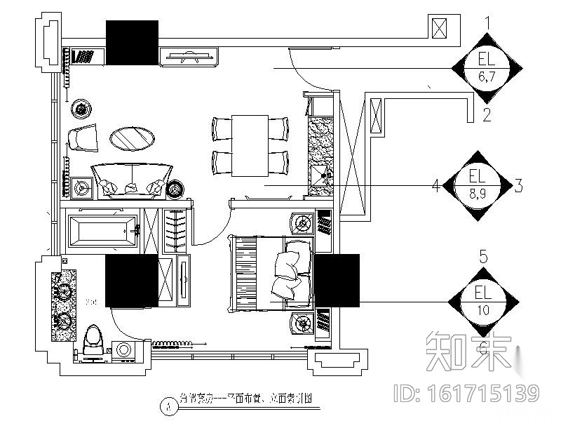 某单身公寓样板房装饰竣工图施工图下载【ID:161715139】