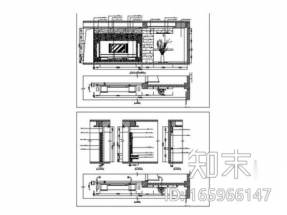 现代时尚电视背景墙CAD详图施工图下载【ID:165966147】