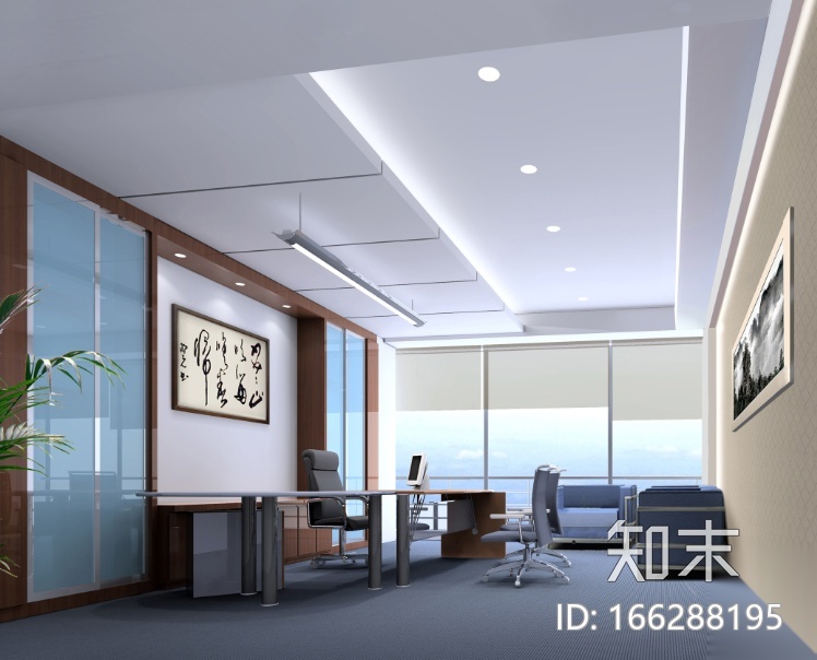 中国移动通信大楼办公空间设计施工图（附效果图）cad施工图下载【ID:166288195】