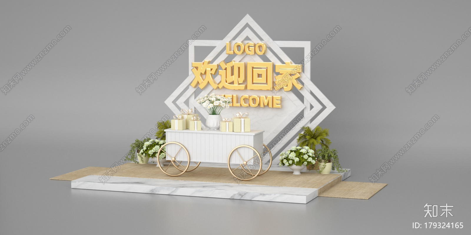 中式国潮古典欢迎回家地产dp小景CG模型下载【ID:179324165】