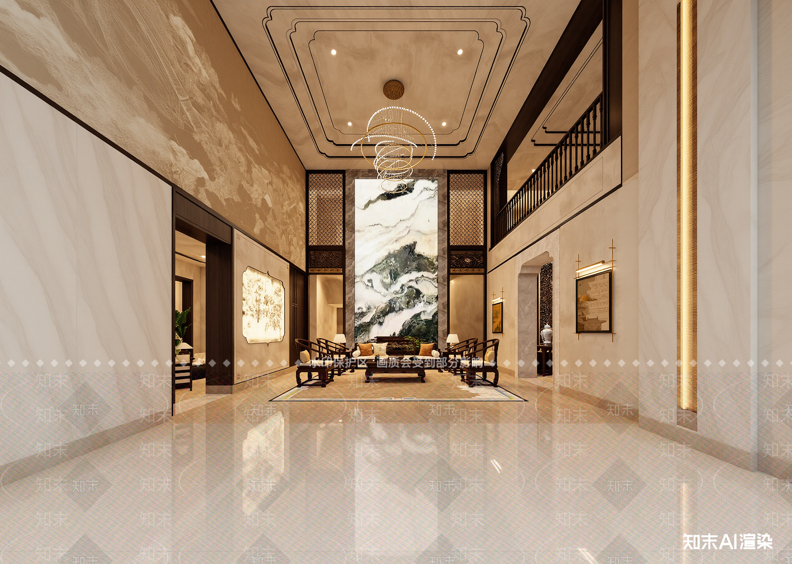 中式酒店大堂3D模型下载【ID:1215120211】