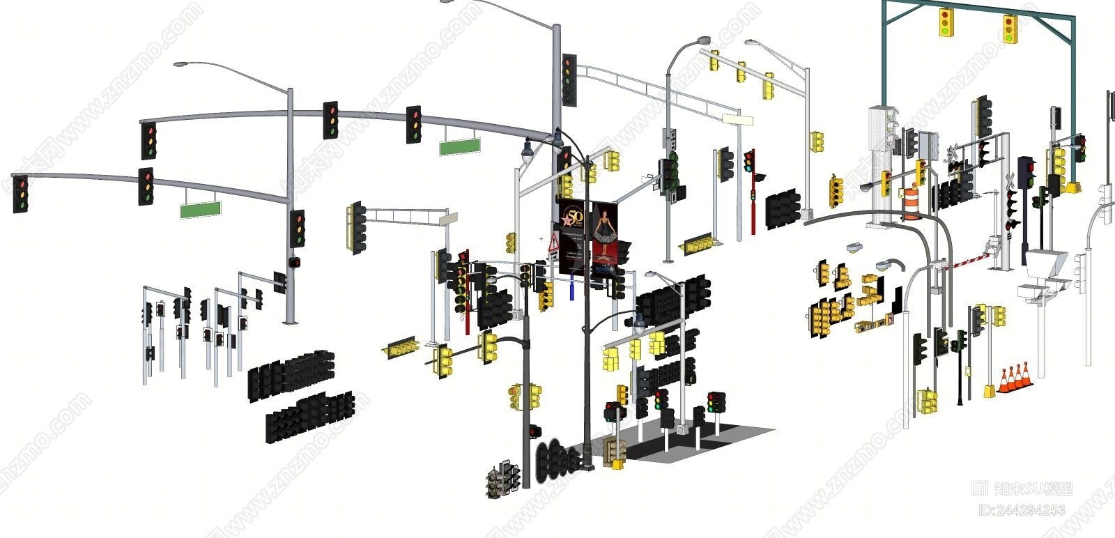 现代交通信号灯SU模型下载【ID:244294253】