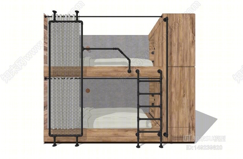 现代风格上下床SU模型下载【ID:149239820】