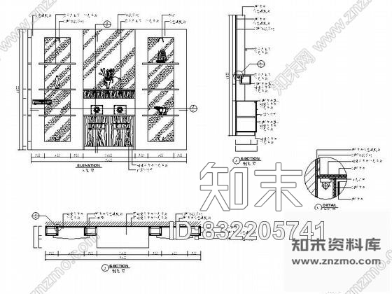 图块/节点冰裂玻璃造型墙详图cad施工图下载【ID:832205741】