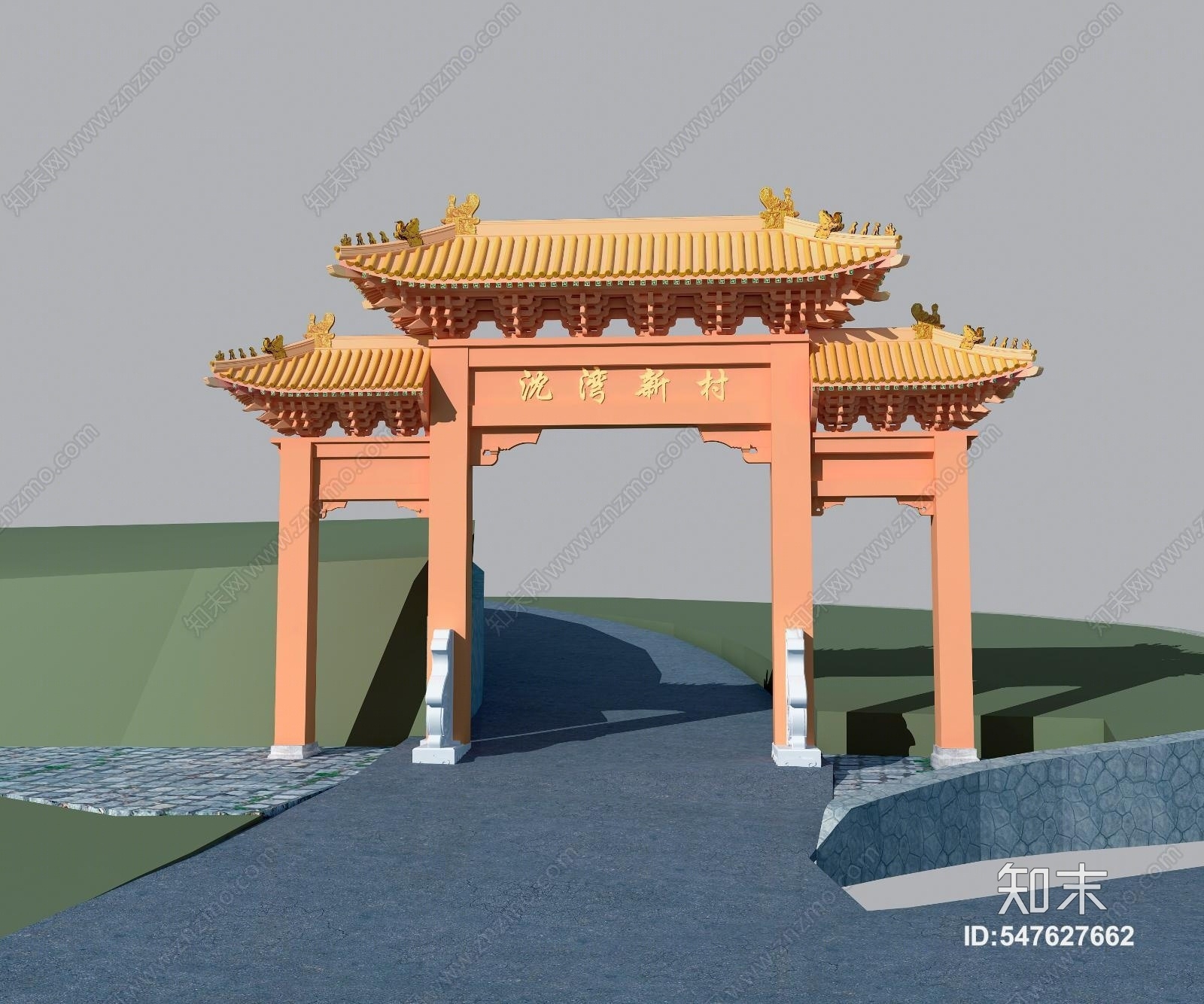 中式大门3D模型下载【ID:547627662】