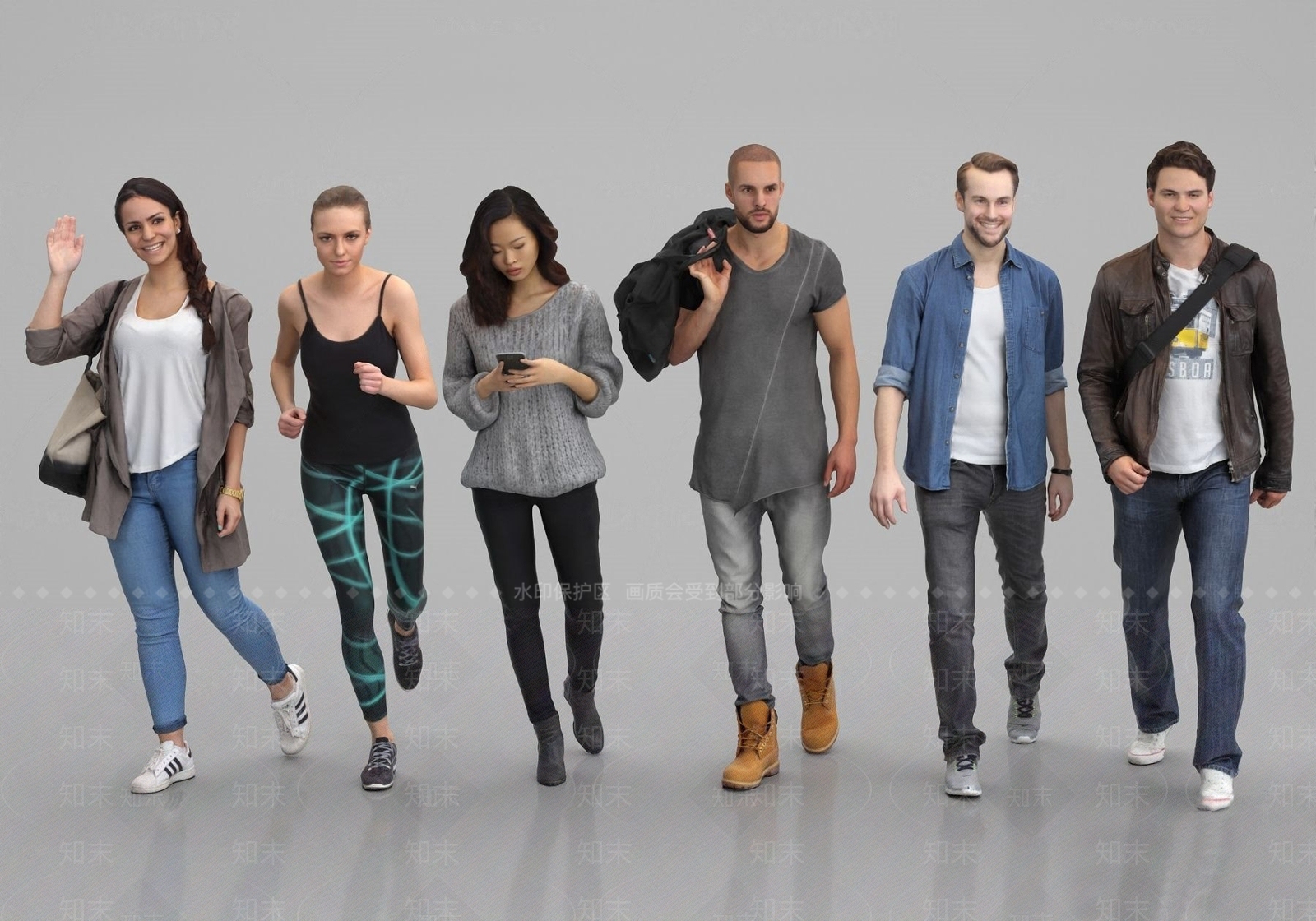 现代青年男女3D模型下载【ID:687739578】