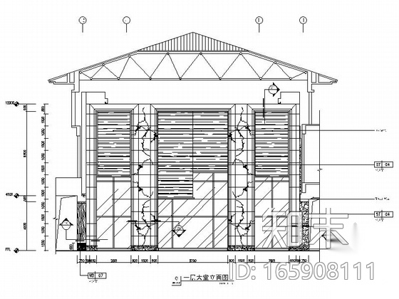 [东莞]度假村高档五星级酒店大堂装修施工图（含效果）cad施工图下载【ID:165908111】