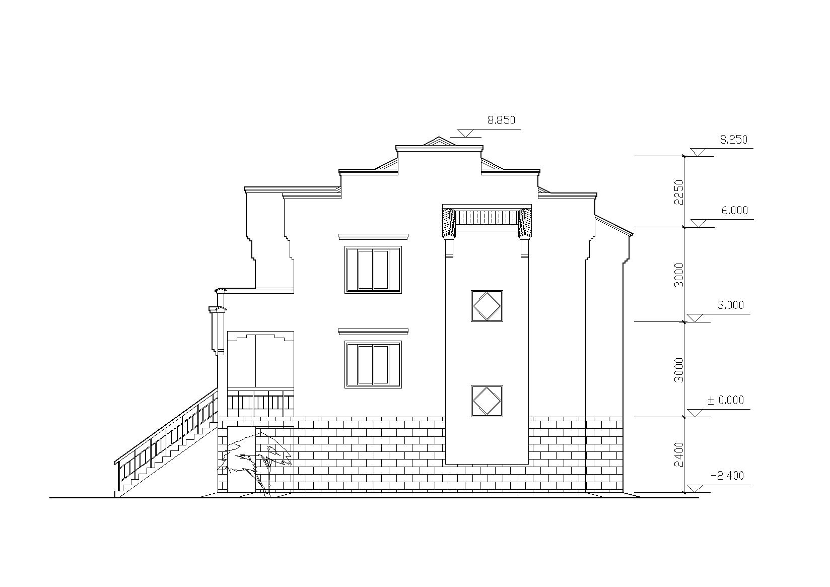 皖南农村二户并联式小康住宅建筑施工图（带效果图）cad施工图下载【ID:166702138】