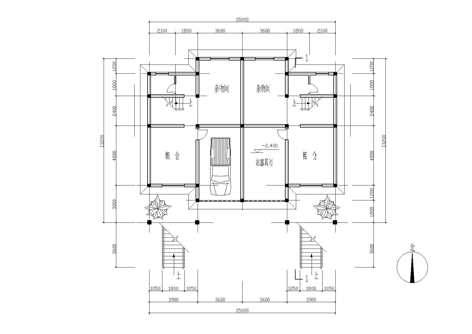 皖南农村二户并联式小康住宅建筑施工图（带效果图）cad施工图下载【ID:166702138】