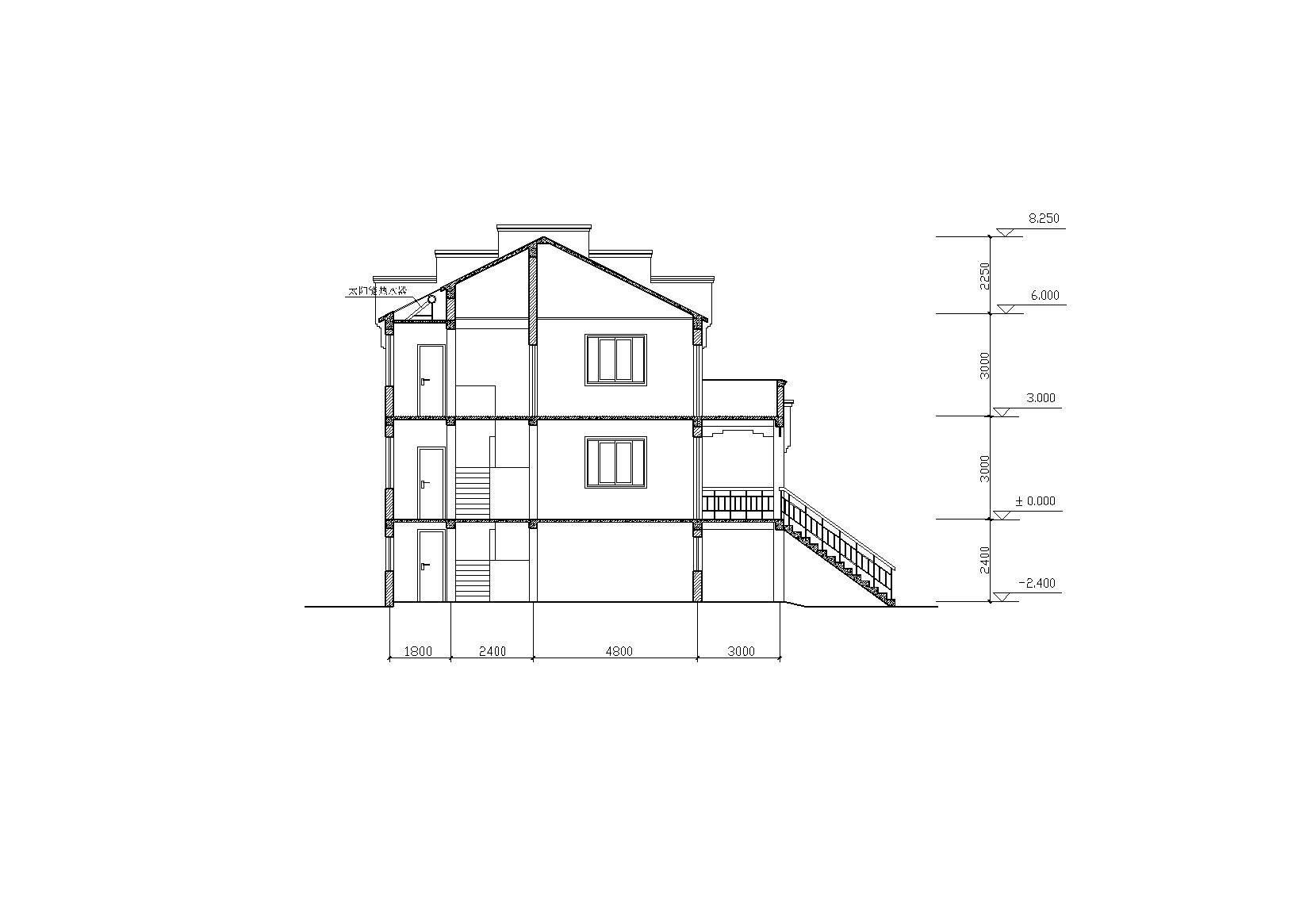 皖南农村二户并联式小康住宅建筑施工图（带效果图）cad施工图下载【ID:166702138】
