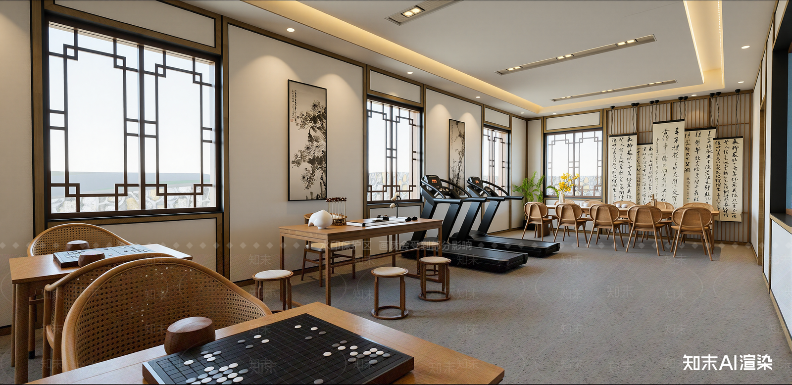 现代棋牌室SU模型下载【ID:1215211225】