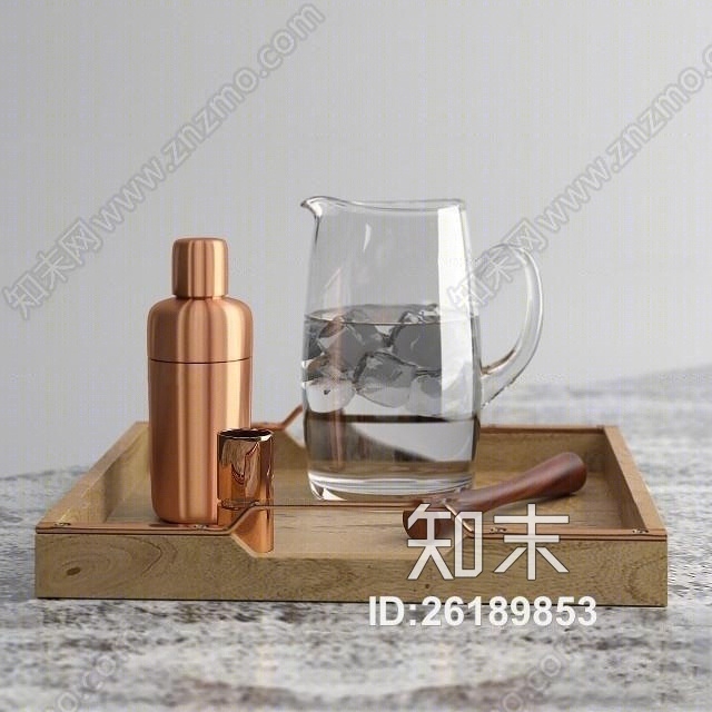现代餐盘酒水饮料3D模型下载【ID:26189853】