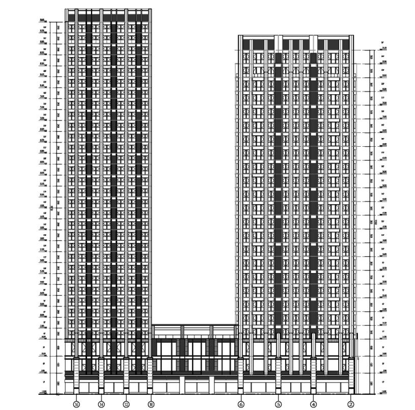 [合肥]高层现代Artdeco风格塔式住宅建筑（知名地产两...cad施工图下载【ID:166446110】