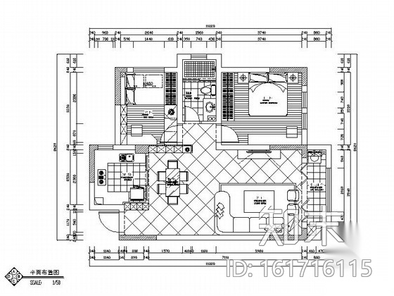 [长沙]生态新城欧式风格两居室装修图cad施工图下载【ID:161716115】