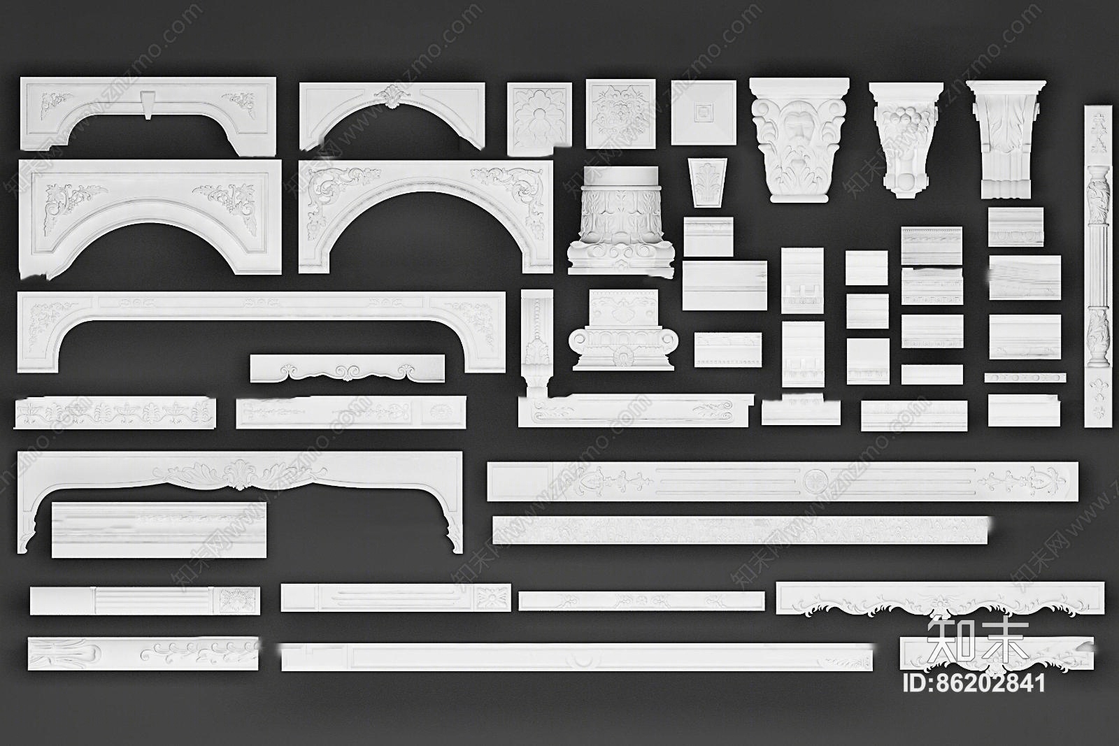 欧式石膏雕花线条角线组合3D模型下载【ID:86202841】
