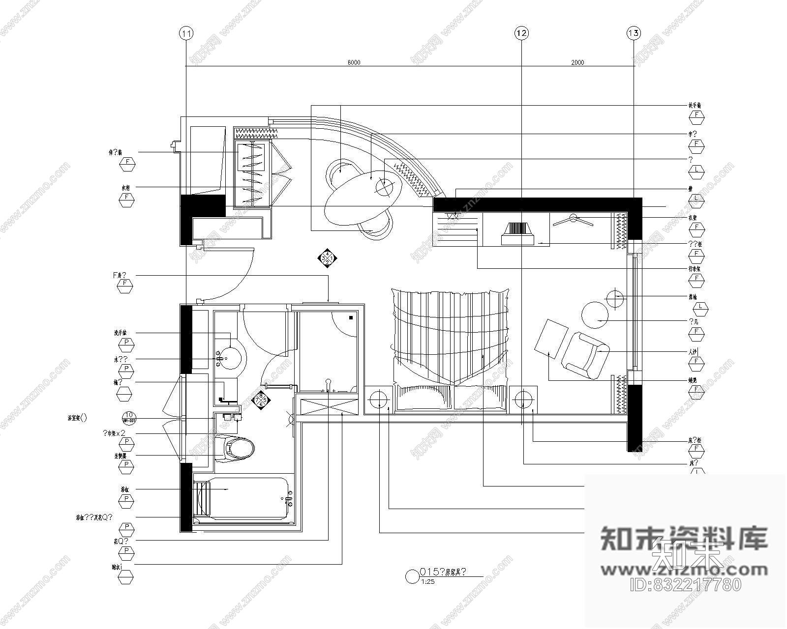 图块/节点标准客房平面图Ⅲcad施工图下载【ID:832217780】