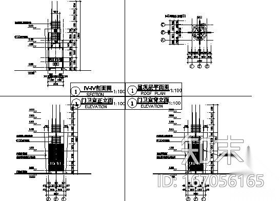 [四川邻水]某中学实验学校新校区大门建筑施工图cad施工图下载【ID:167056165】