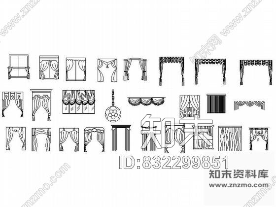 图块/节点各式风格窗帘CAD图块下载cad施工图下载【ID:832299851】