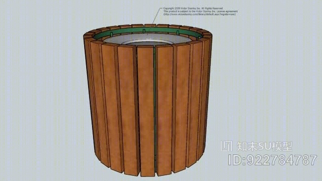 H-24H系列24加仑木材板条垃圾箱SU模型下载【ID:922784787】