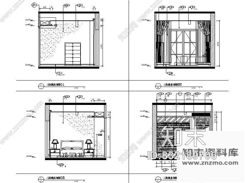 图块/节点简洁卧室立面图cad施工图下载【ID:832189706】