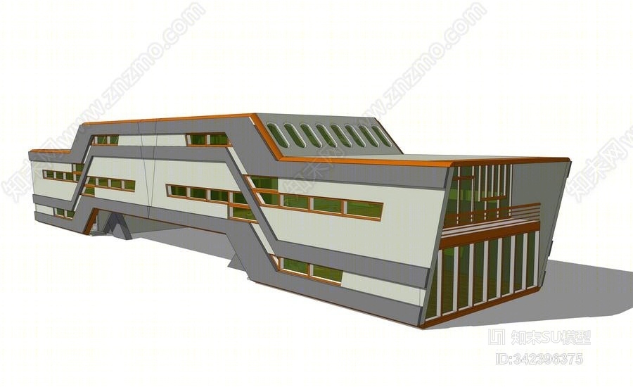 现代办公楼建筑SU模型下载【ID:342396375】