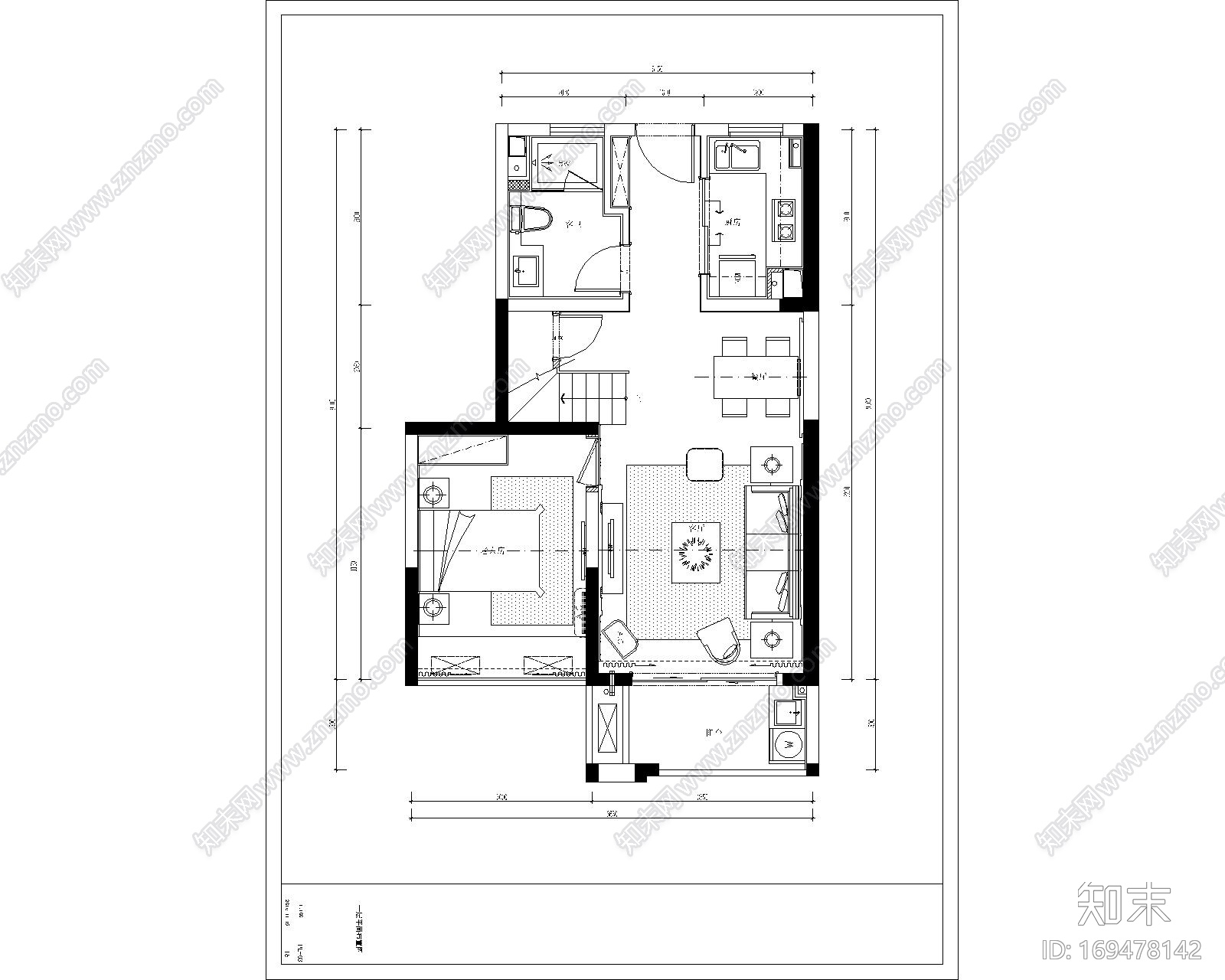 loft单身公寓样板间整套施工图施工图下载【ID:169478142】