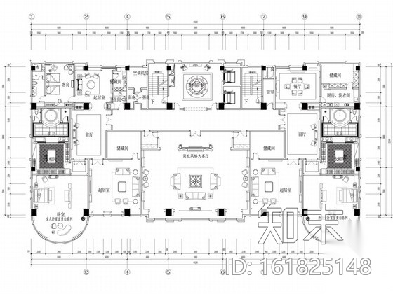 [苏州]奢华欧式风格商务会所五层卧室区室内装修图（含效...施工图下载【ID:161825148】