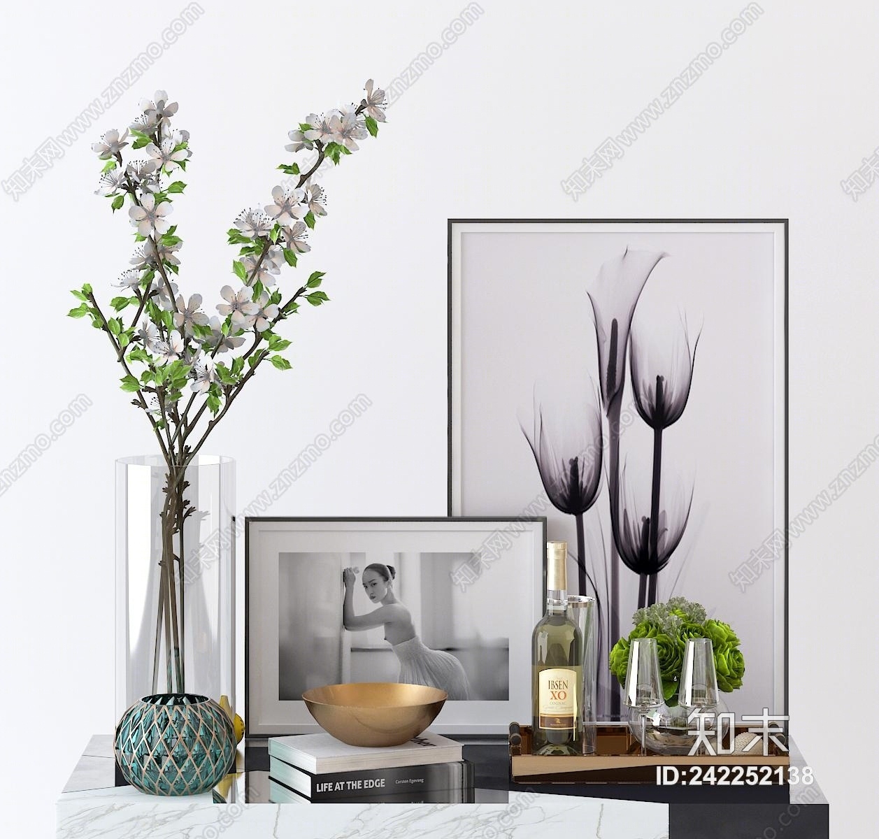 现代洗浴用品盆栽3D模型下载【ID:242252138】