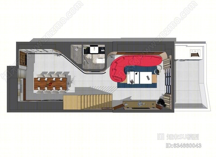 酒店式复式公寓室内设计SU模型下载【ID:634660043】