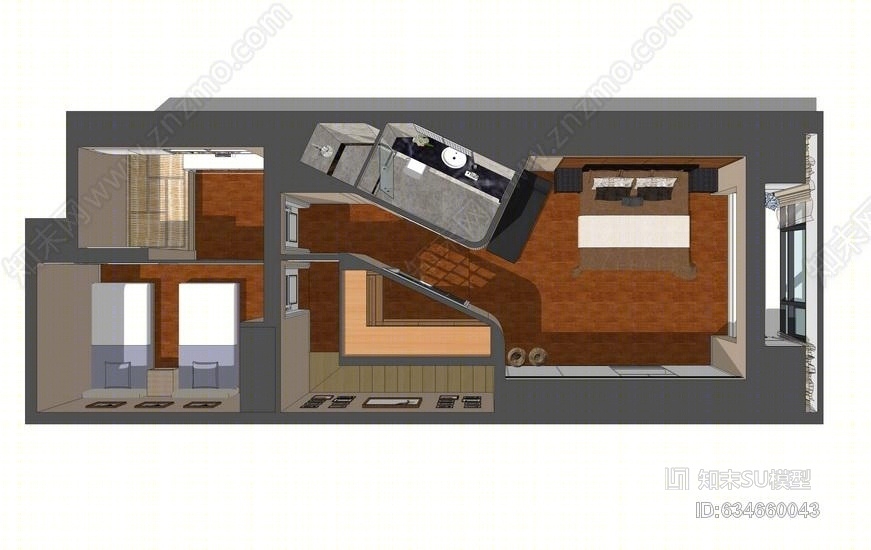 酒店式复式公寓室内设计SU模型下载【ID:634660043】