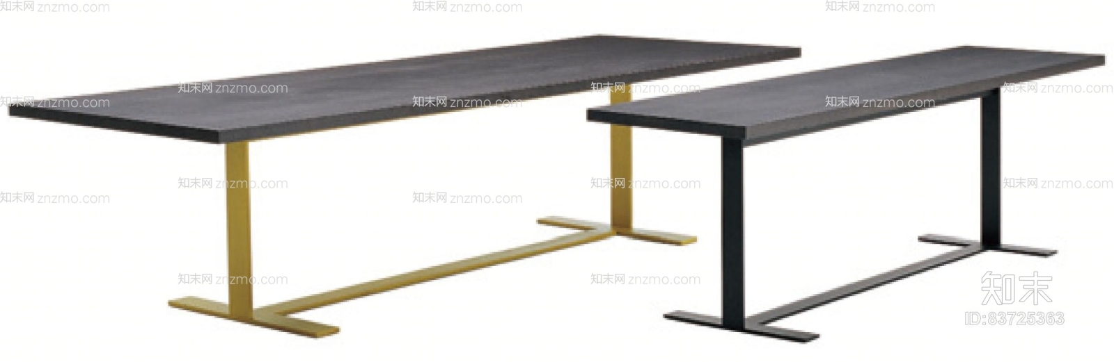 现代长方形工作台3D模型下载【ID:83725363】