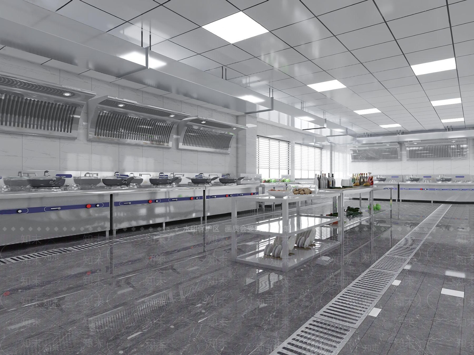 现代酒店中央厨房3D模型下载【ID:1100524313】