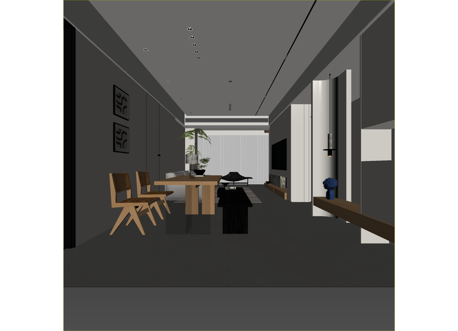 极简客餐厅3D模型下载【ID:1214702853】